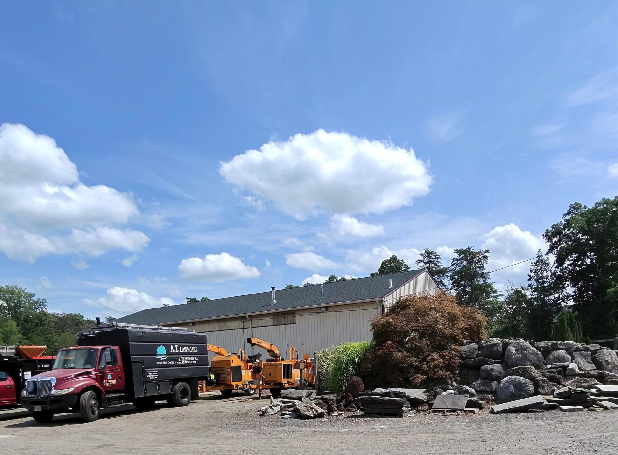 A.Z. Tree Service trucks and equipment at the Tabernacle yard